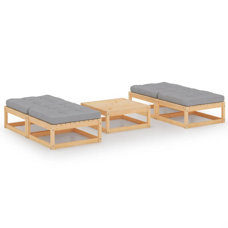 vidaXL 5 Piece Garden Lounge Set with Cushions Solid Pinewood