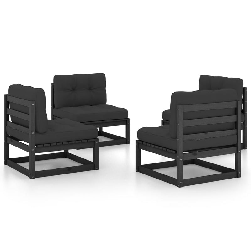 vidaXL 4 Piece Garden Lounge Set with Cushions Solid Pinewood
