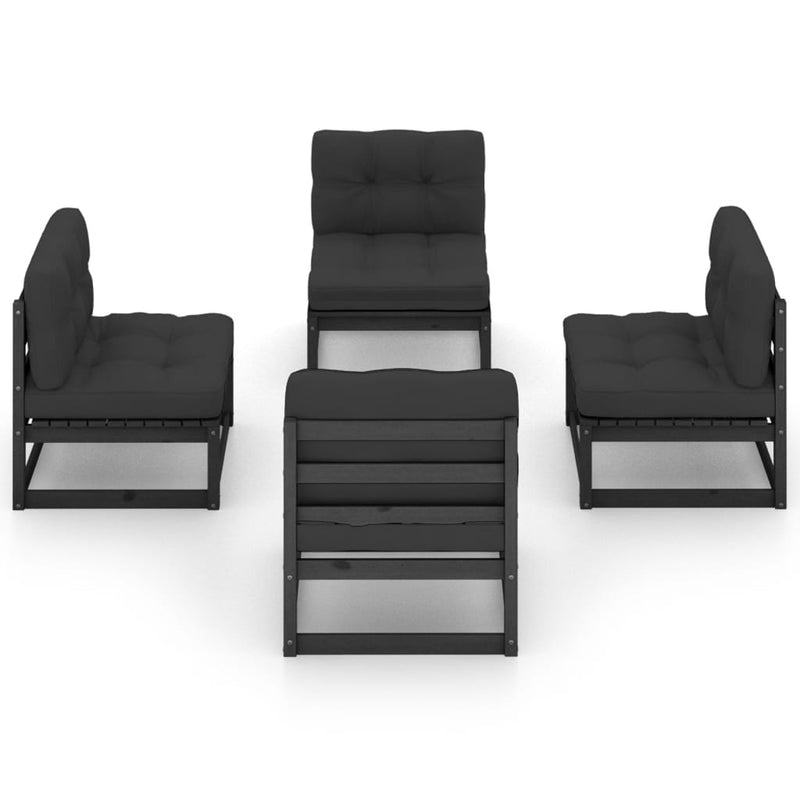 vidaXL 4 Piece Garden Lounge Set with Cushions Solid Pinewood
