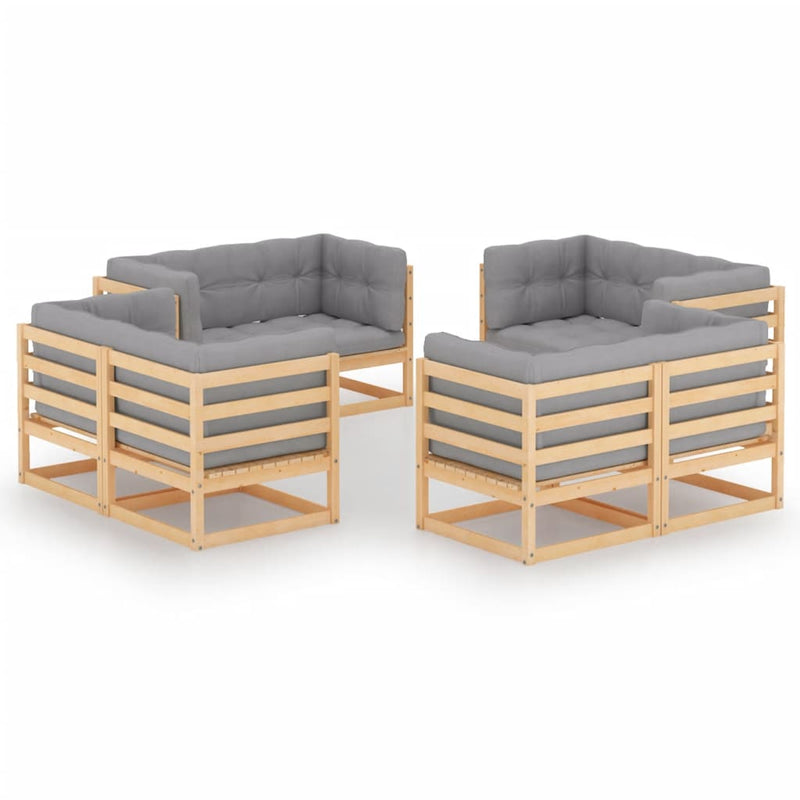 vidaXL 8 Piece Garden Lounge Set with Cushions Solid Pinewood