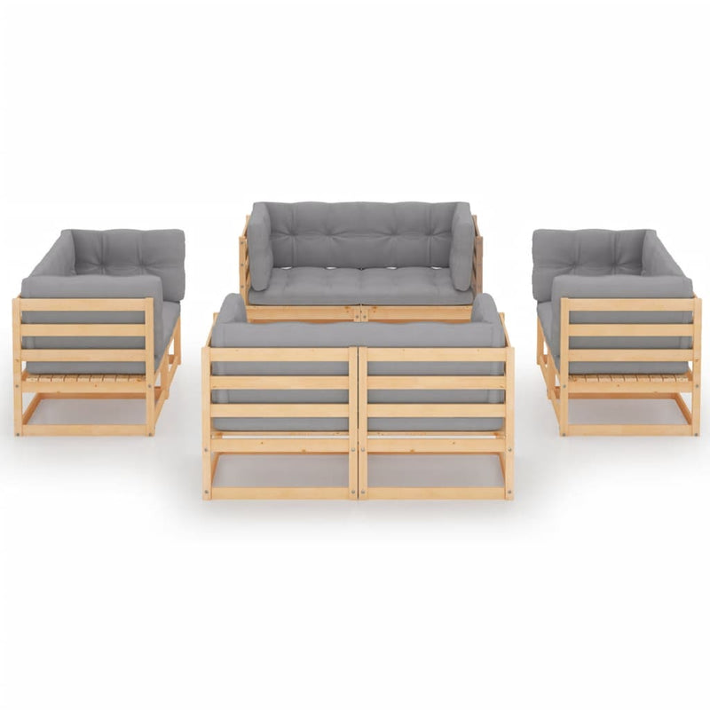 vidaXL 8 Piece Garden Lounge Set with Cushions Solid Pinewood