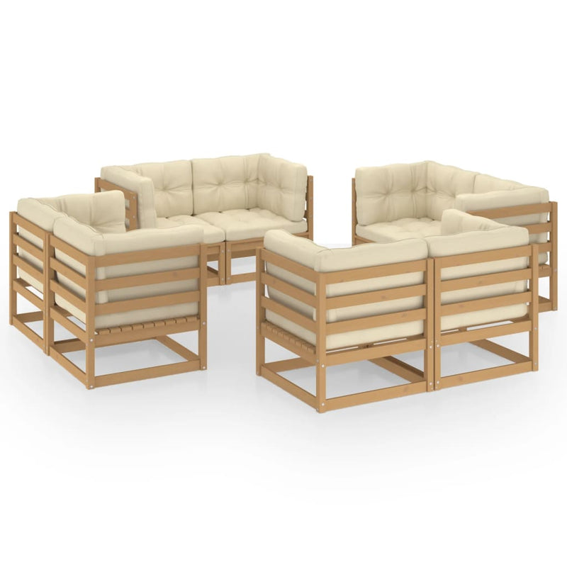 vidaXL 8 Piece Garden Lounge Set with Cushions Solid Pinewood