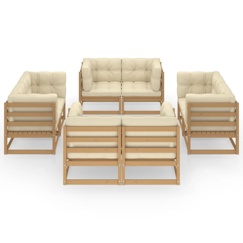 vidaXL 8 Piece Garden Lounge Set with Cushions Solid Pinewood