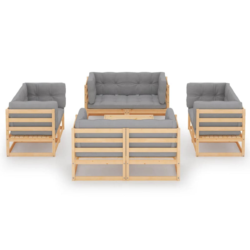 vidaXL 9 Piece Garden Lounge Set with Cushions Solid Pinewood