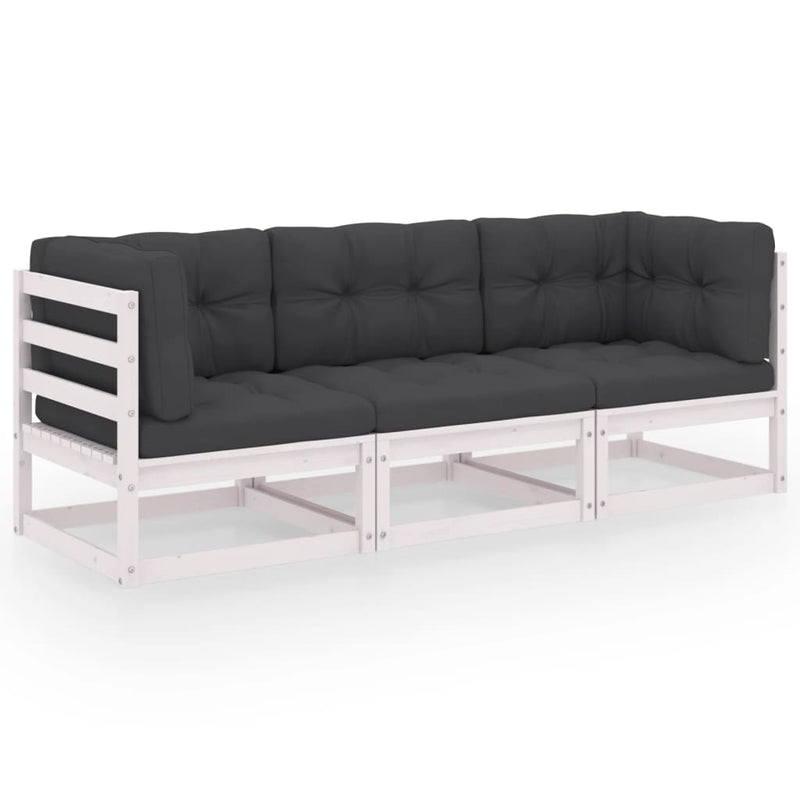 vidaXL 3-Seater Garden Sofa with Cushions Solid Pinewood