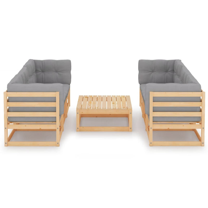vidaXL 7 Piece Garden Lounge Set with Cushions Solid Pinewood