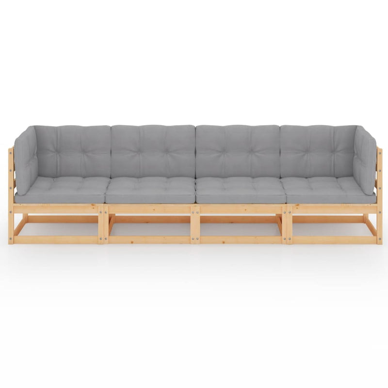 vidaXL 4-Seater Garden Sofa with Cushions Solid Pinewood