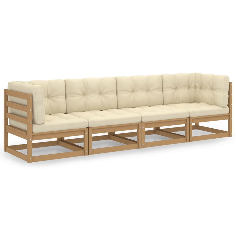 vidaXL 4-Seater Garden Sofa with Cushions Solid Pinewood