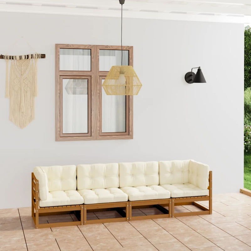 vidaXL 4-Seater Garden Sofa with Cushions Solid Pinewood