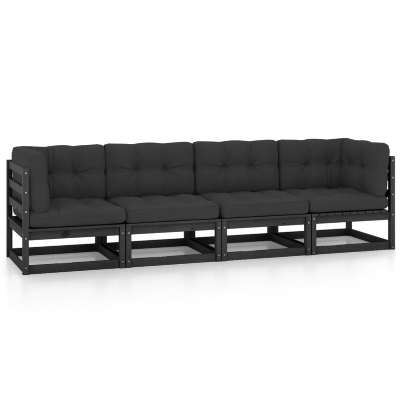 vidaXL 4-Seater Garden Sofa with Cushions Solid Pinewood