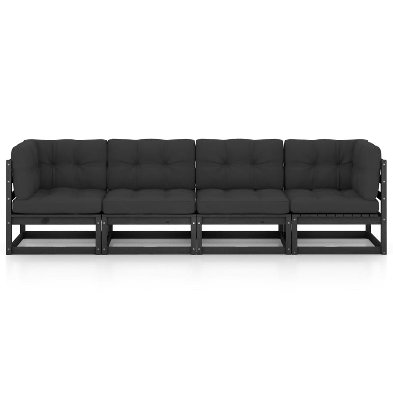 vidaXL 4-Seater Garden Sofa with Cushions Solid Pinewood