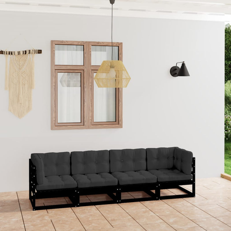 vidaXL 4-Seater Garden Sofa with Cushions Solid Pinewood