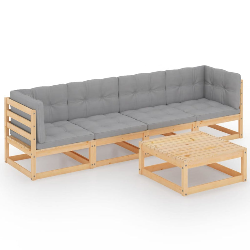 vidaXL 5 Piece Garden Lounge Set with Cushions Solid Pinewood