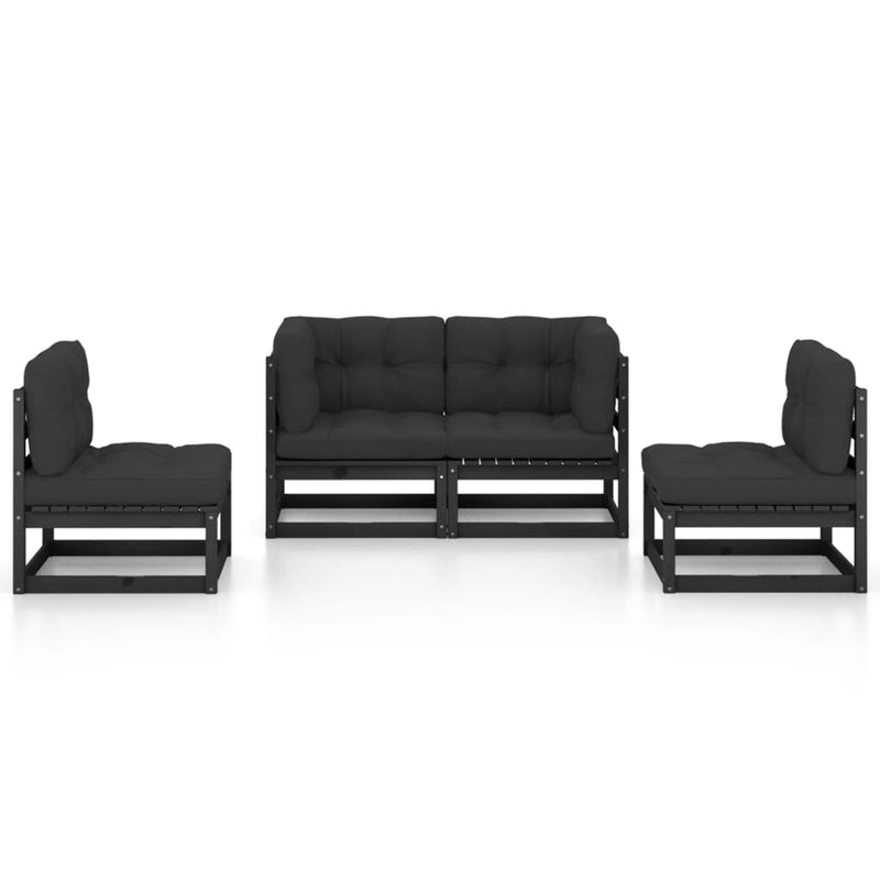 vidaXL 4 Piece Garden Lounge Set with Cushions Solid Pinewood