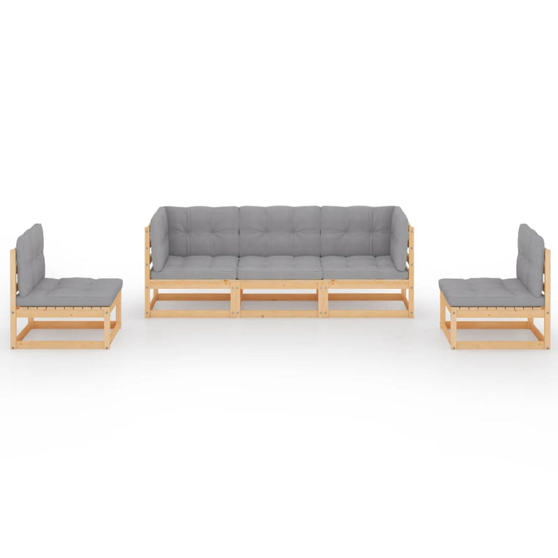 vidaXL 5 Piece Garden Lounge Set with Cushions Solid Pinewood