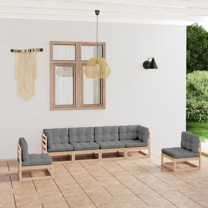 vidaXL 6 Piece Garden Lounge Set with Cushions Solid Pinewood