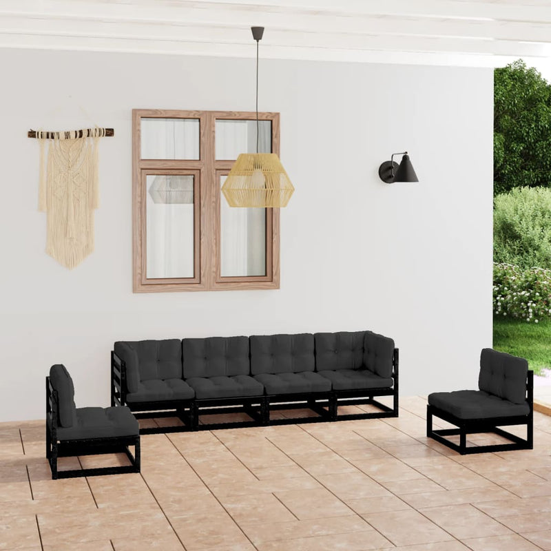 6 Piece Garden Lounge Set with Cushions Solid Pinewood