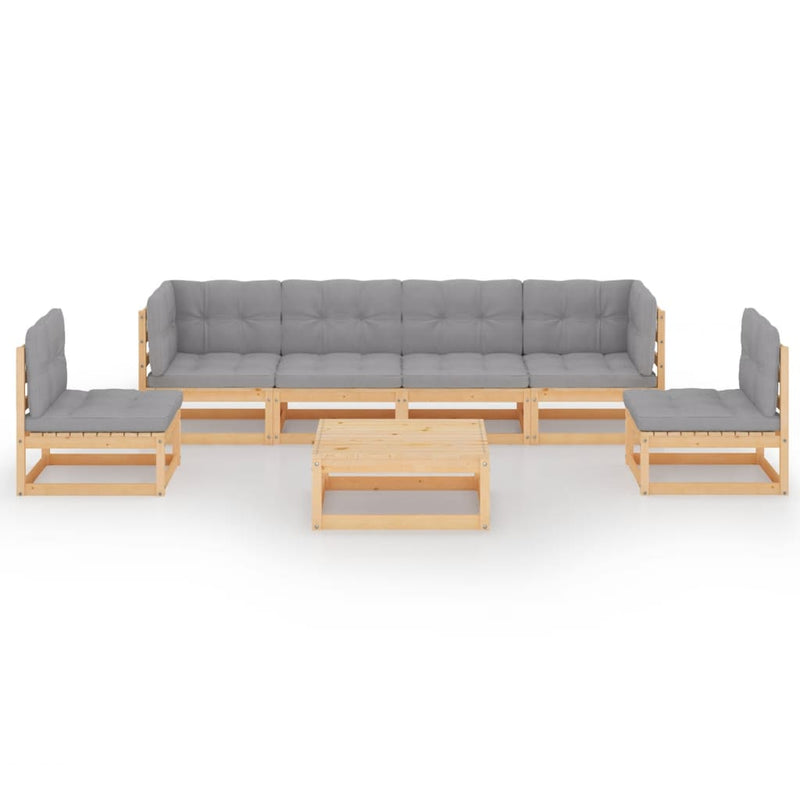 vidaXL 7 Piece Garden Lounge Set with Cushions Solid Pinewood