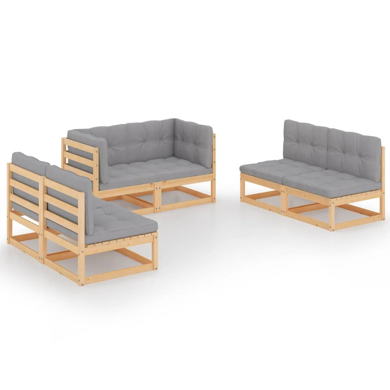 vidaXL 6 Piece Garden Lounge Set with Cushions Solid Pinewood