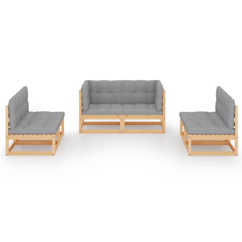 vidaXL 6 Piece Garden Lounge Set with Cushions Solid Pinewood
