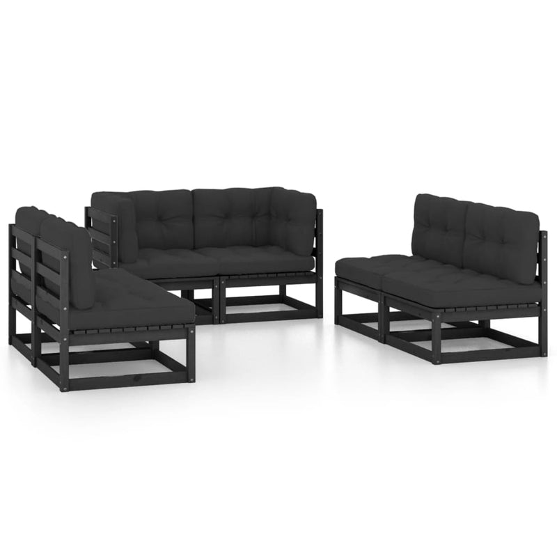 vidaXL 6 Piece Garden Lounge Set with Cushions Solid Pinewood