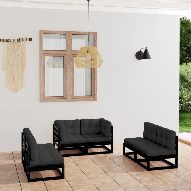 vidaXL 6 Piece Garden Lounge Set with Cushions Solid Pinewood