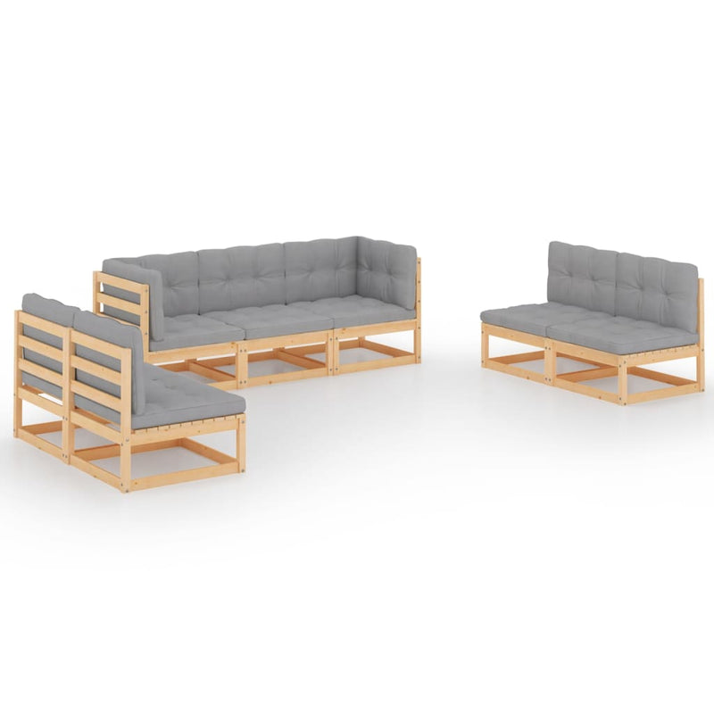 vidaXL 7 Piece Garden Lounge Set with Cushions Solid Pinewood