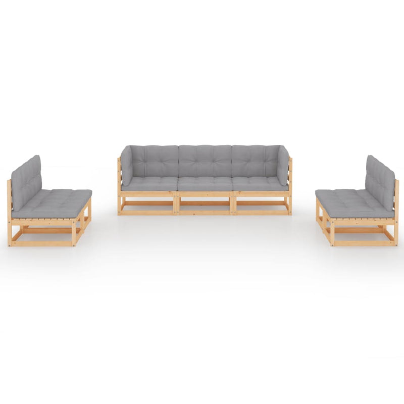 vidaXL 7 Piece Garden Lounge Set with Cushions Solid Pinewood