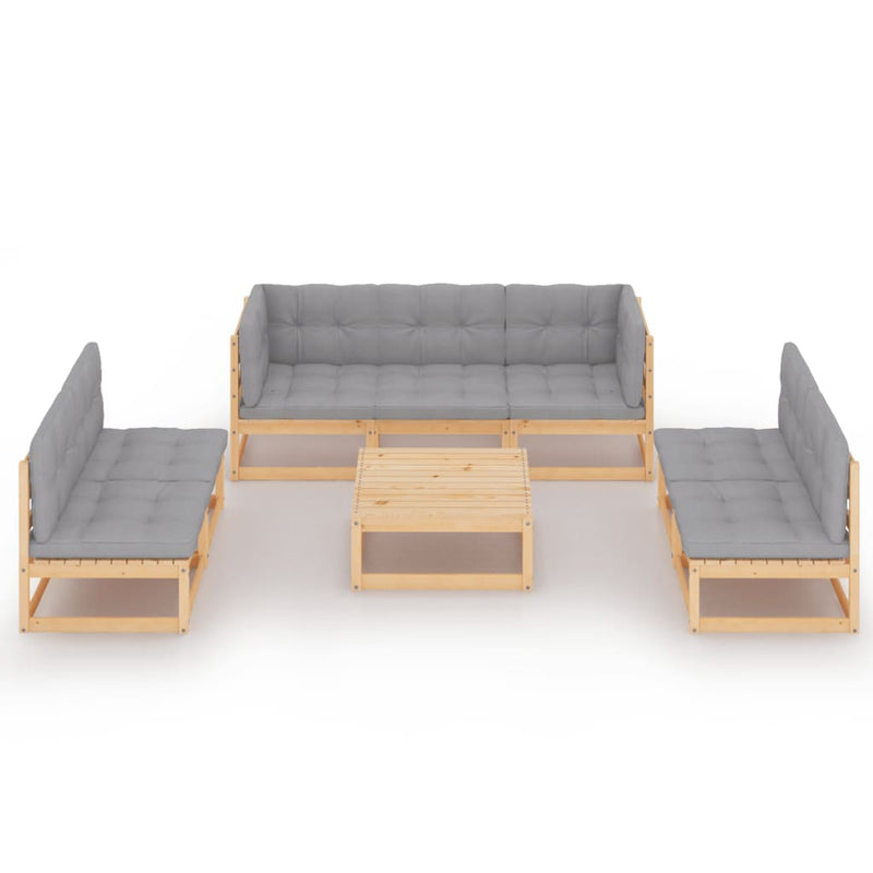 vidaXL 8 Piece Garden Lounge Set with Cushions Solid Pinewood