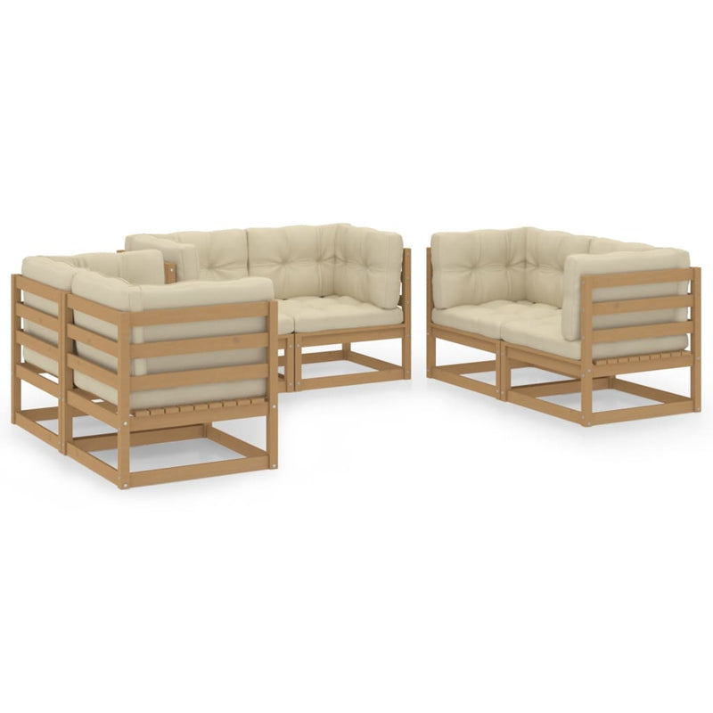 vidaXL 6 Piece Garden Lounge Set with Cushions Solid Pinewood