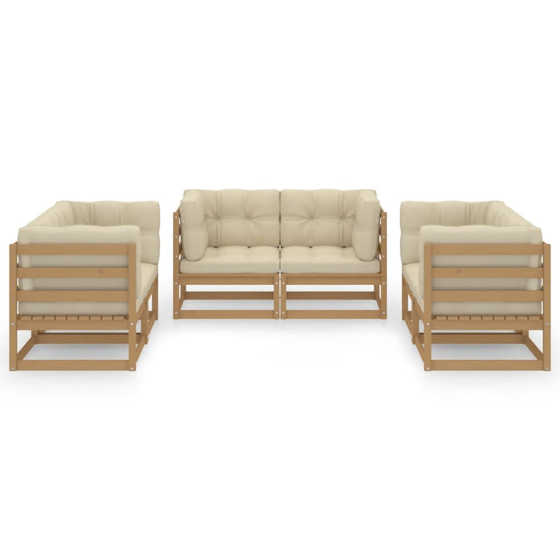 vidaXL 6 Piece Garden Lounge Set with Cushions Solid Pinewood