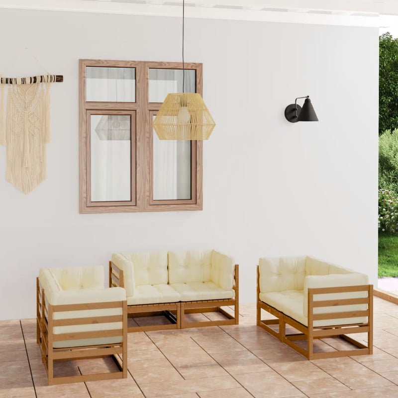 vidaXL 6 Piece Garden Lounge Set with Cushions Solid Pinewood