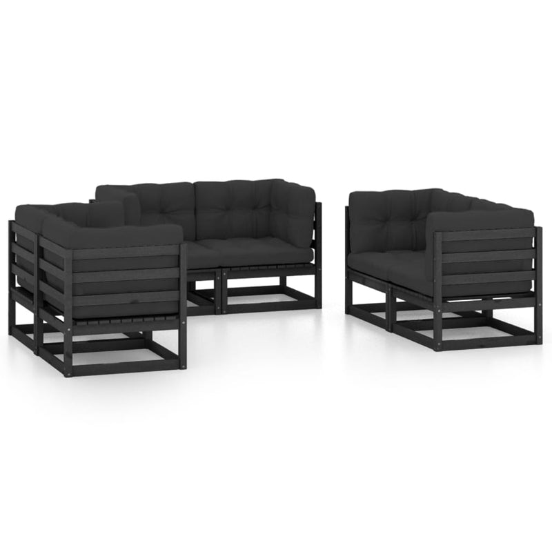 vidaXL 6 Piece Garden Lounge Set with Cushions Solid Pinewood