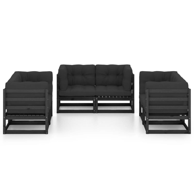 vidaXL 6 Piece Garden Lounge Set with Cushions Solid Pinewood