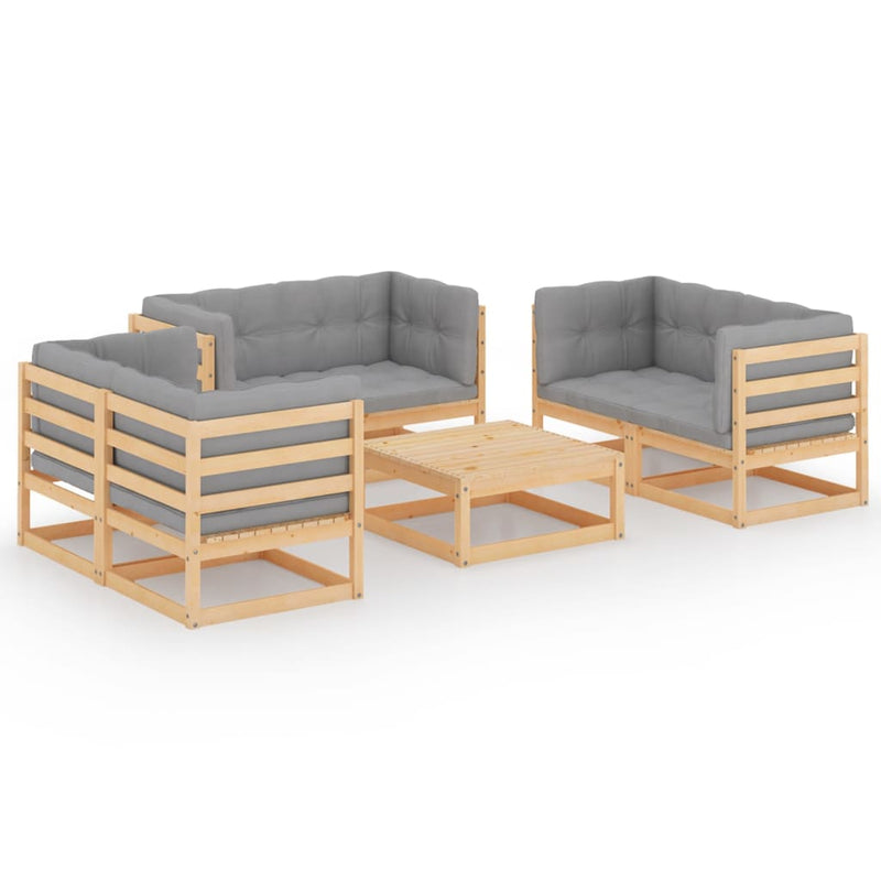 vidaXL 7 Piece Garden Lounge Set with Cushions Solid Pinewood