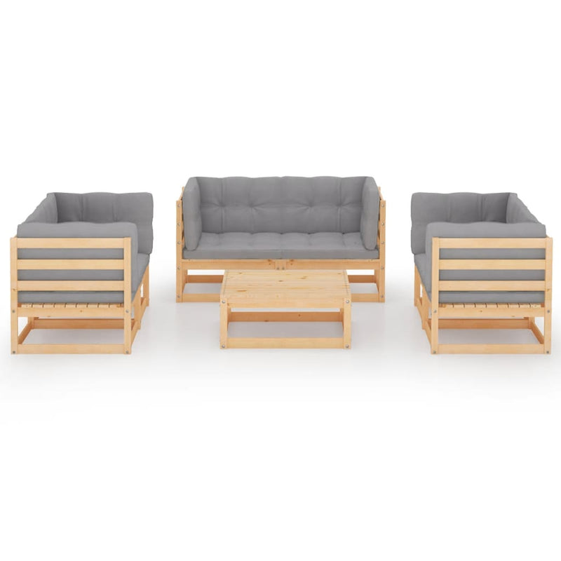 vidaXL 7 Piece Garden Lounge Set with Cushions Solid Pinewood