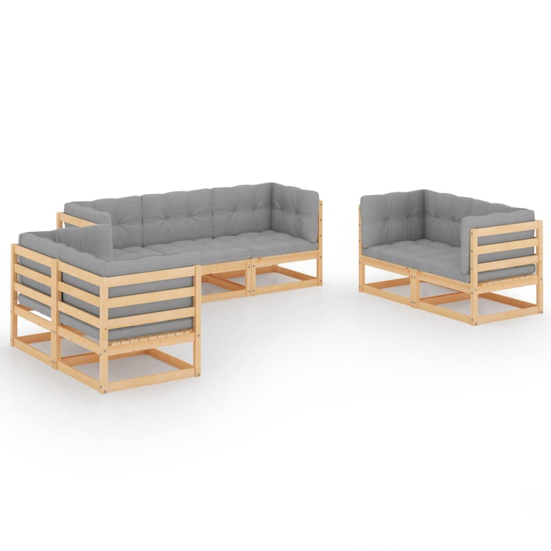 vidaXL 7 Piece Garden Lounge Set with Cushions Solid Pinewood