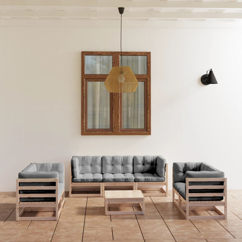 vidaXL 8 Piece Garden Lounge Set with Cushions Solid Pinewood