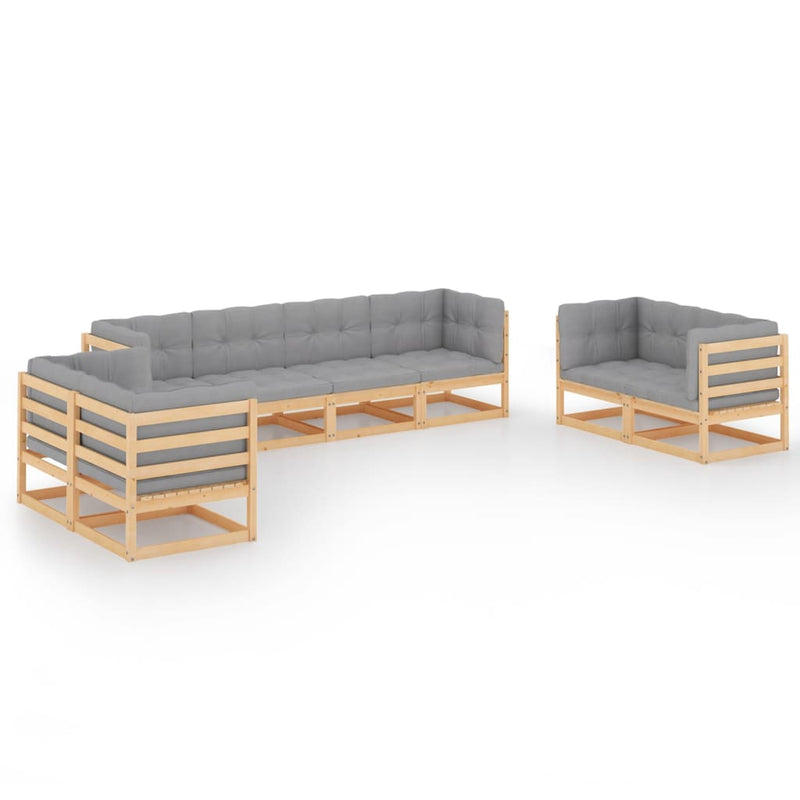 vidaXL 8 Piece Garden Lounge Set with Cushions Solid Pinewood