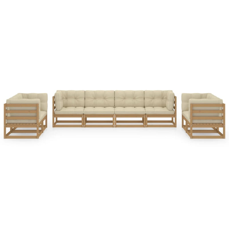 vidaXL 8 Piece Garden Lounge Set with Cushions Solid Pinewood