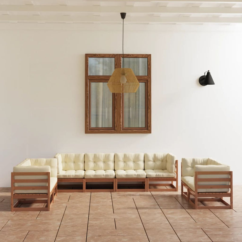 vidaXL 8 Piece Garden Lounge Set with Cushions Solid Pinewood