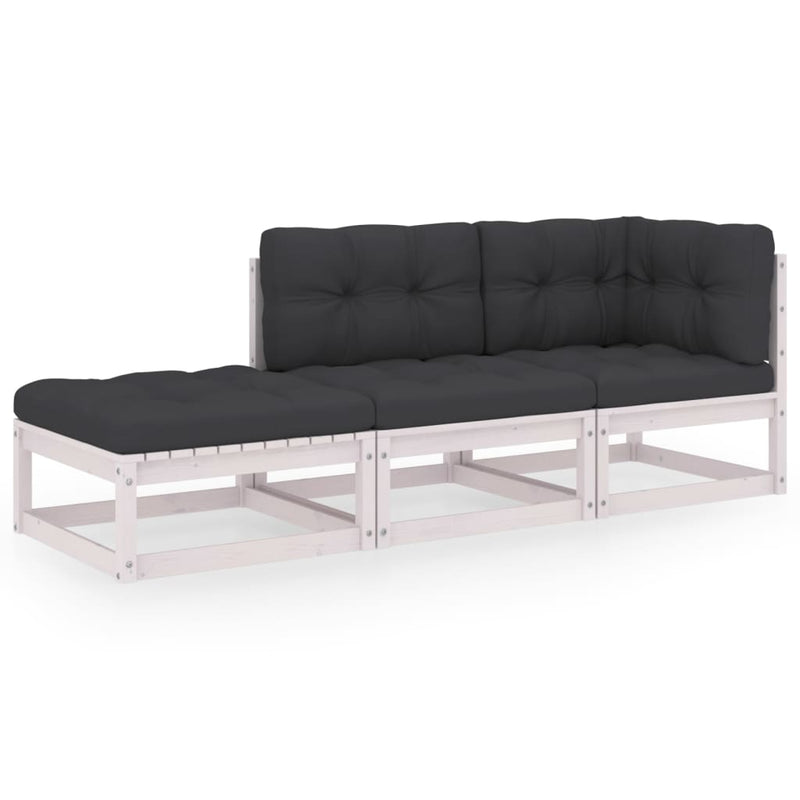 vidaXL 3 Piece Garden Lounge Set with Cushions Solid Pinewood