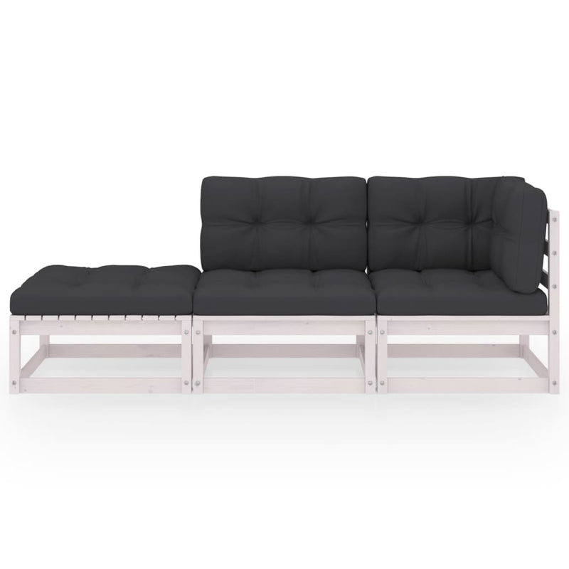 vidaXL 3 Piece Garden Lounge Set with Cushions Solid Pinewood