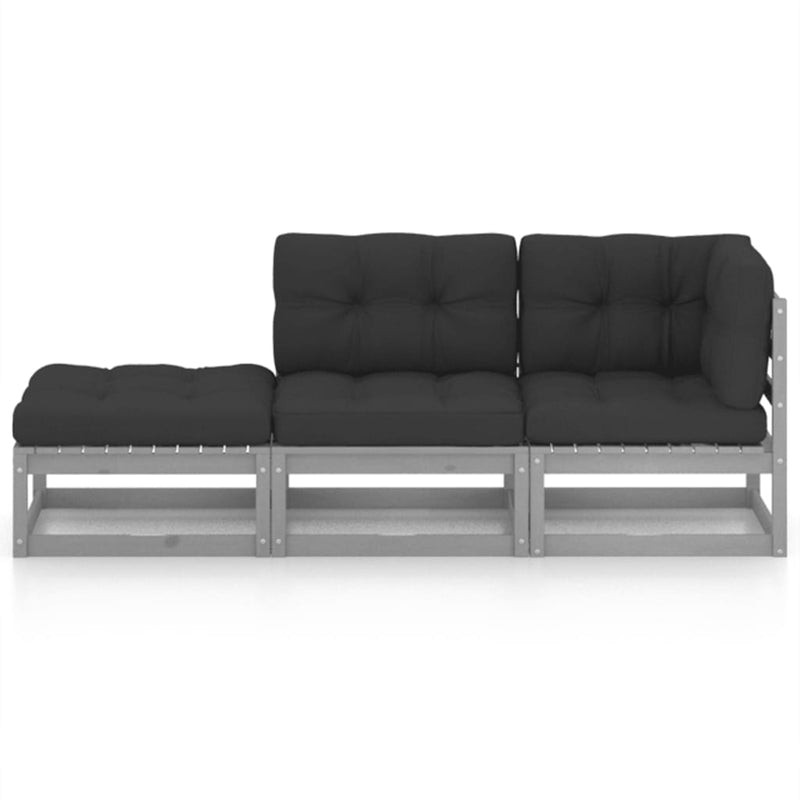 vidaXL 3 Piece Garden Lounge Set with Cushions Solid Pinewood