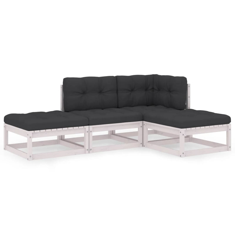 vidaXL 4 Piece Garden Lounge Set with Cushions Solid Pinewood