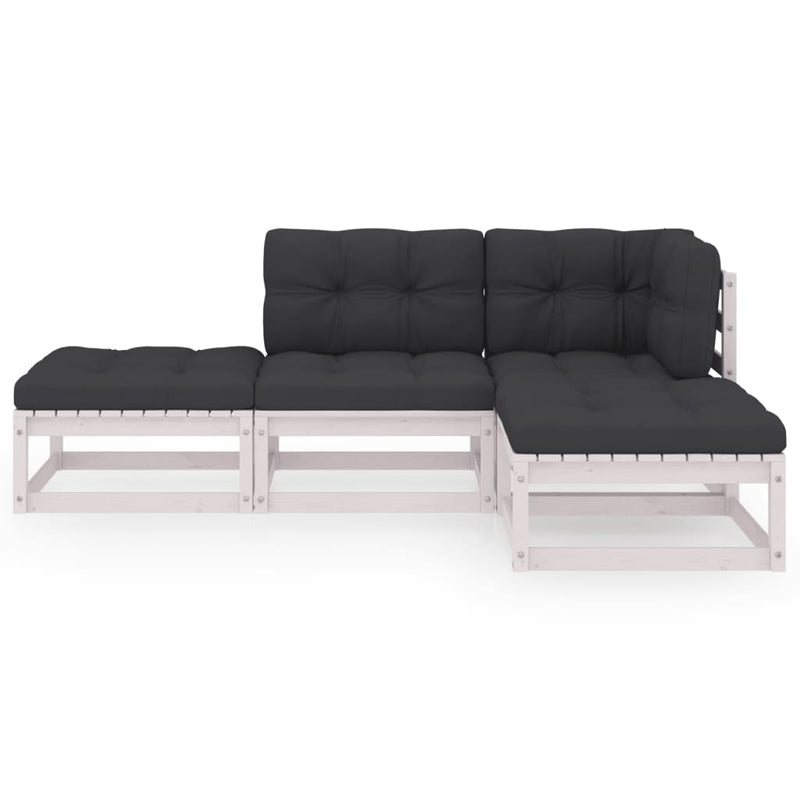 vidaXL 4 Piece Garden Lounge Set with Cushions Solid Pinewood