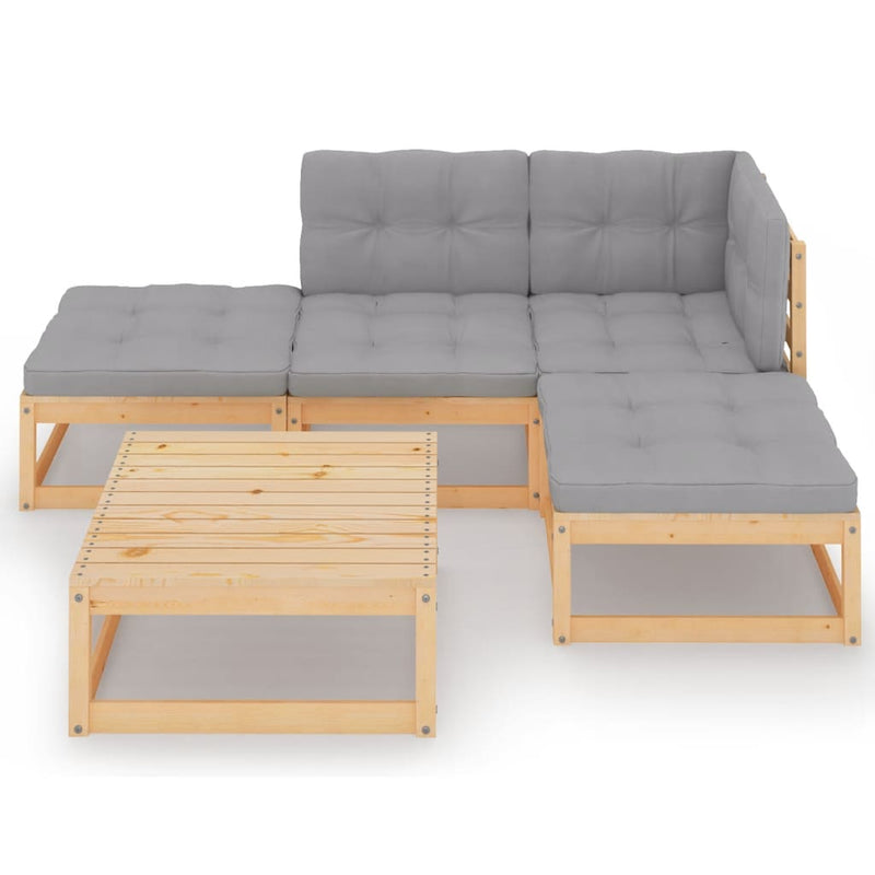 vidaXL 5 Piece Garden Lounge Set with Cushions Solid Pinewood