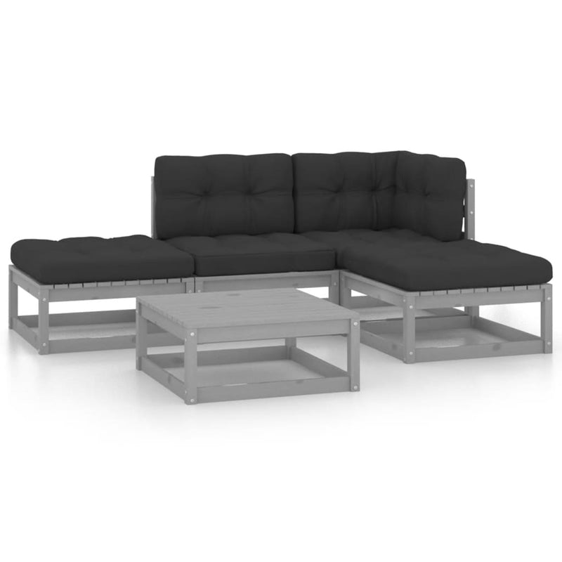 vidaXL 5 Piece Garden Lounge Set with Cushions Solid Pinewood