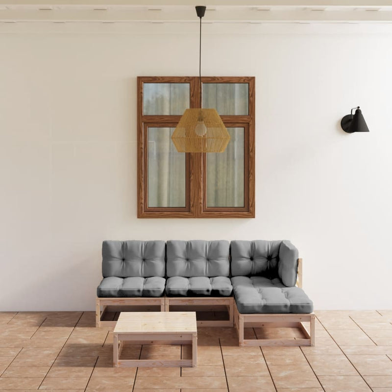 vidaXL 5 Piece Garden Lounge Set with Cushions Solid Pinewood