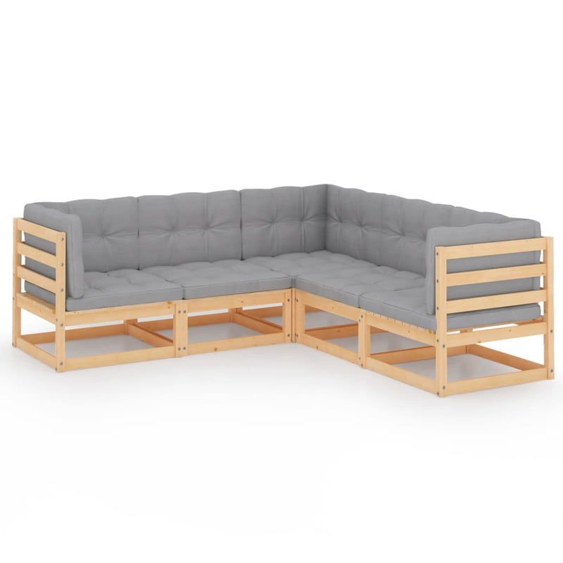 vidaXL 5 Piece Garden Lounge Set with Cushions Solid Pinewood
